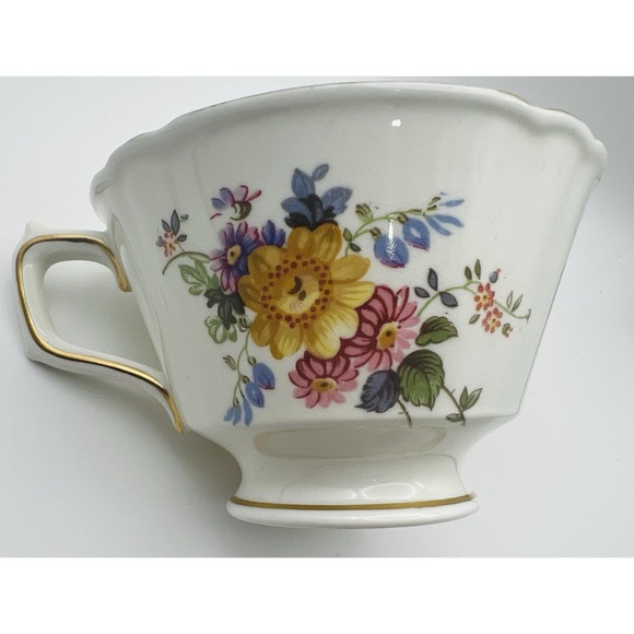 Royal Crown Derby Bone China Teacup Saucer Floral Gold Trim England Vintage - Picture 6 of 16